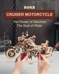 ROKR 3D motorcycle puzzle side view showcases engineering accuracy for hobbyists.