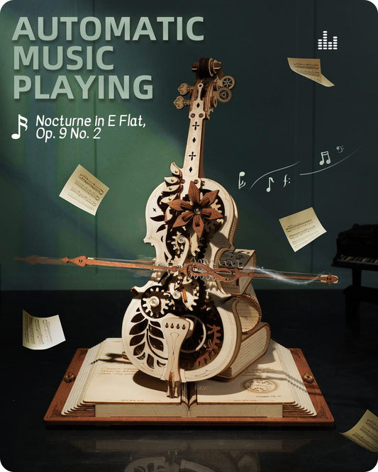ROKR 3D puzzle bow movement with the bow gliding on the cello