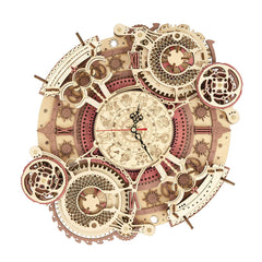 ROKR 3D puzzle clock assembly showcases a sturdy wooden build for stylish wall decor.