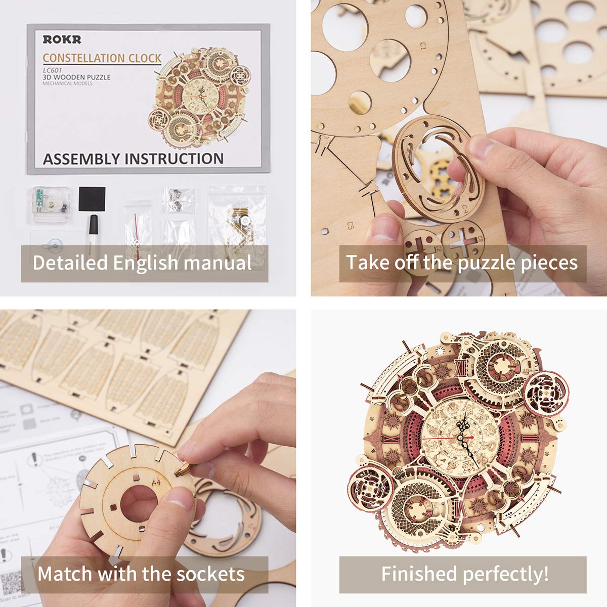 ROKR calendar gears show month/day/week indicators for functional decor.