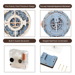 ROKR 3D puzzle clock parts layout highlighting modular construction