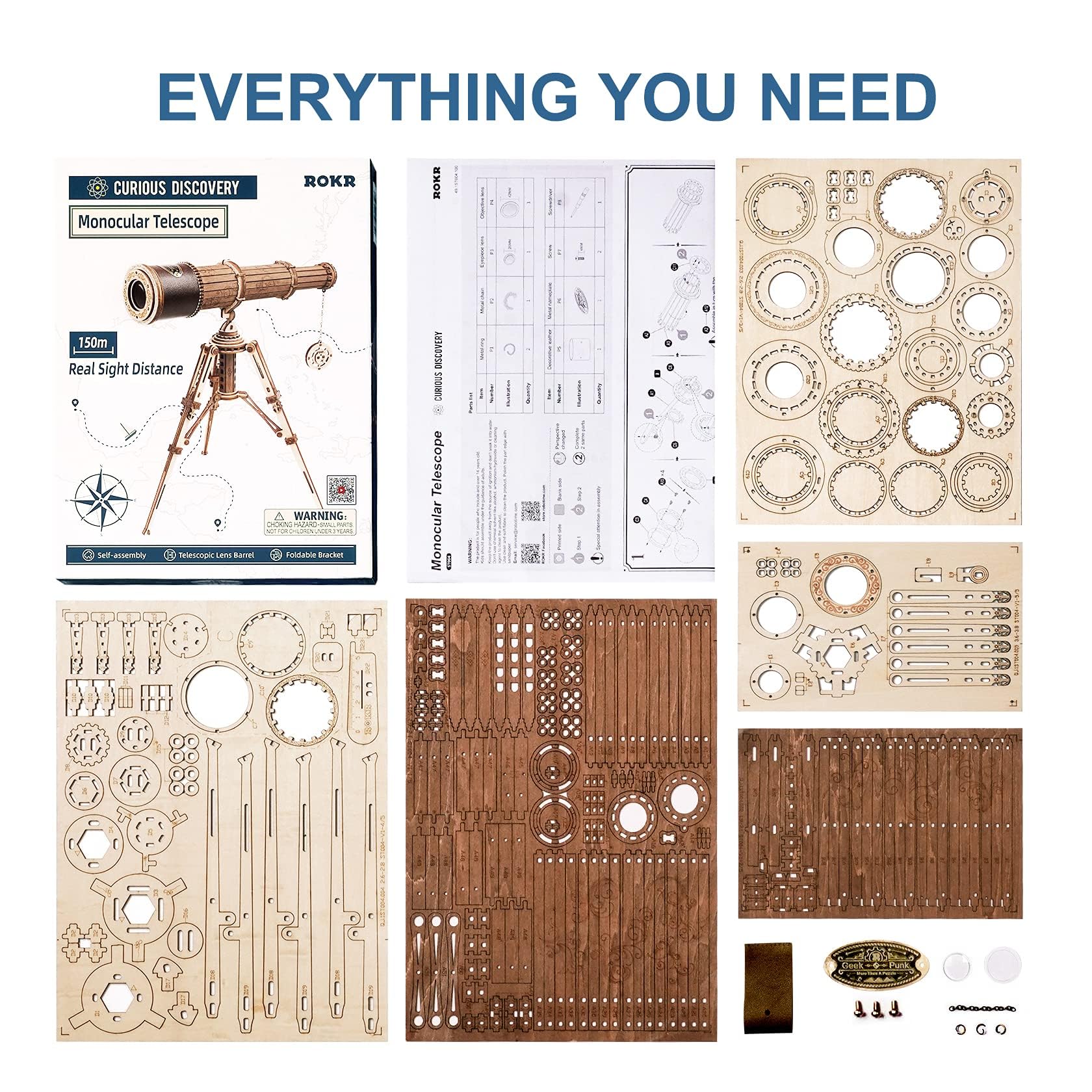 ROKR detailed package content highlights 314 wooden parts and a helpful guide