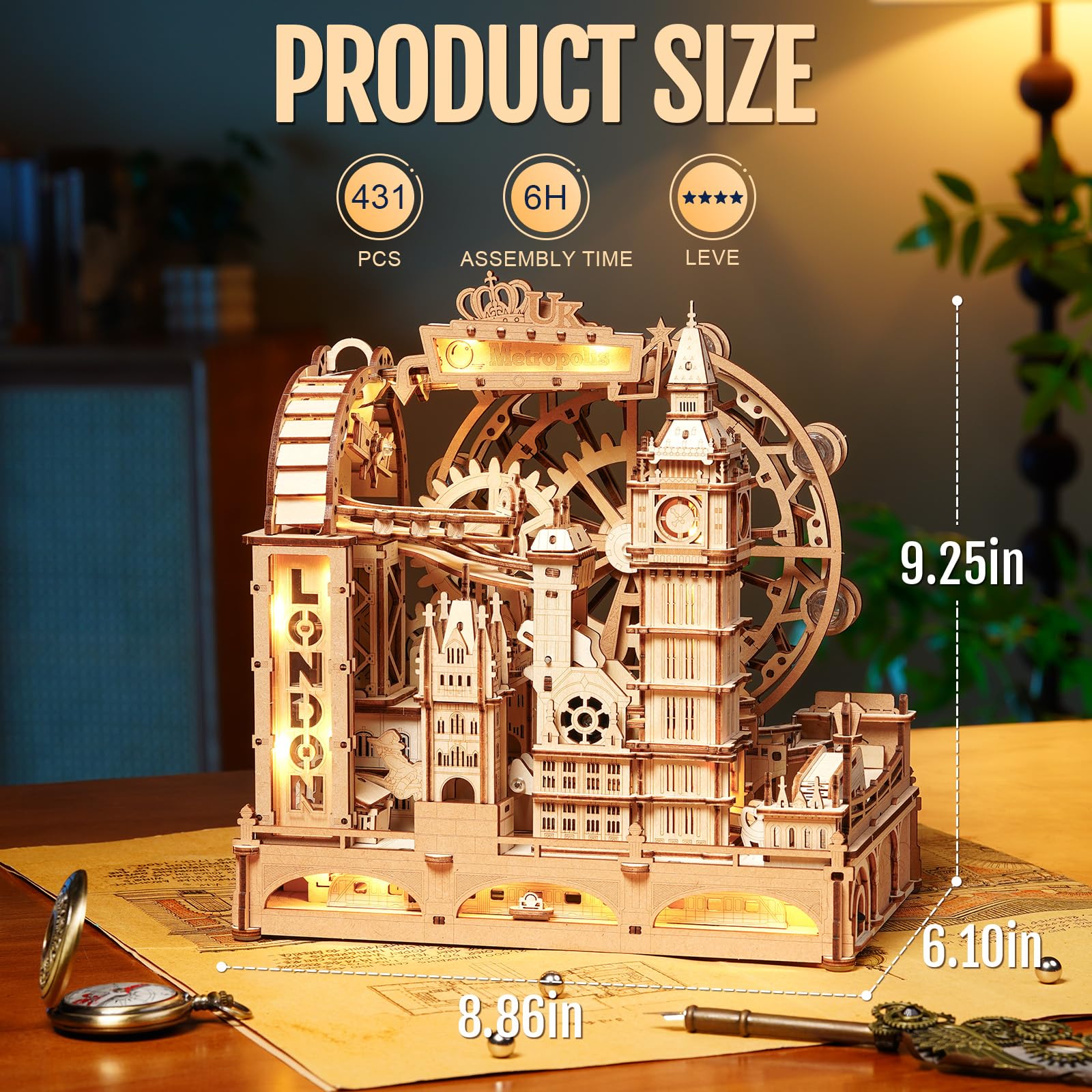 ROKR 3D puzzle London tracks view highlights four tracks and diverting points.