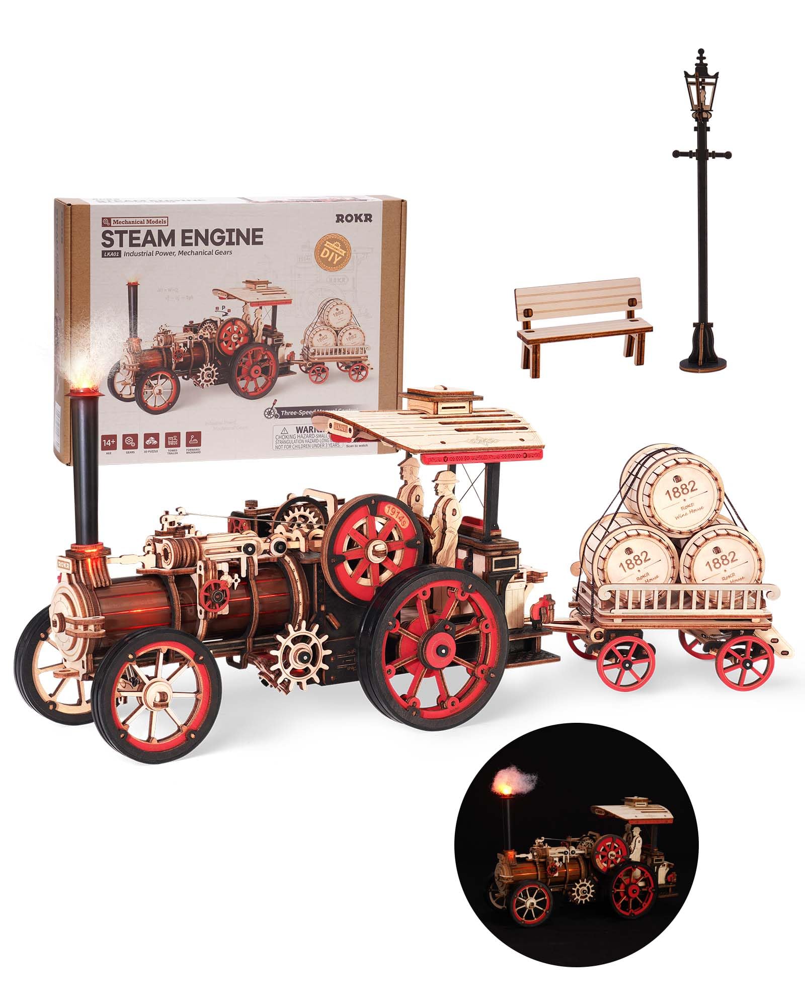 ROKR 3D puzzle rubber tires and springs provide smooth movement over small obstacles.