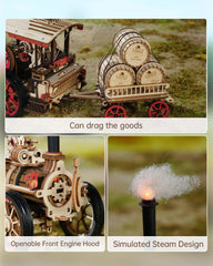 ROKR 3D puzzle steam era flame atmosphere lamp enhances realistic retro ambiance.