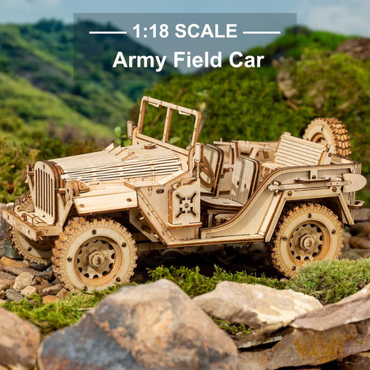 ROKR 3D wooden puzzle car model shows precise, glue-free assembly