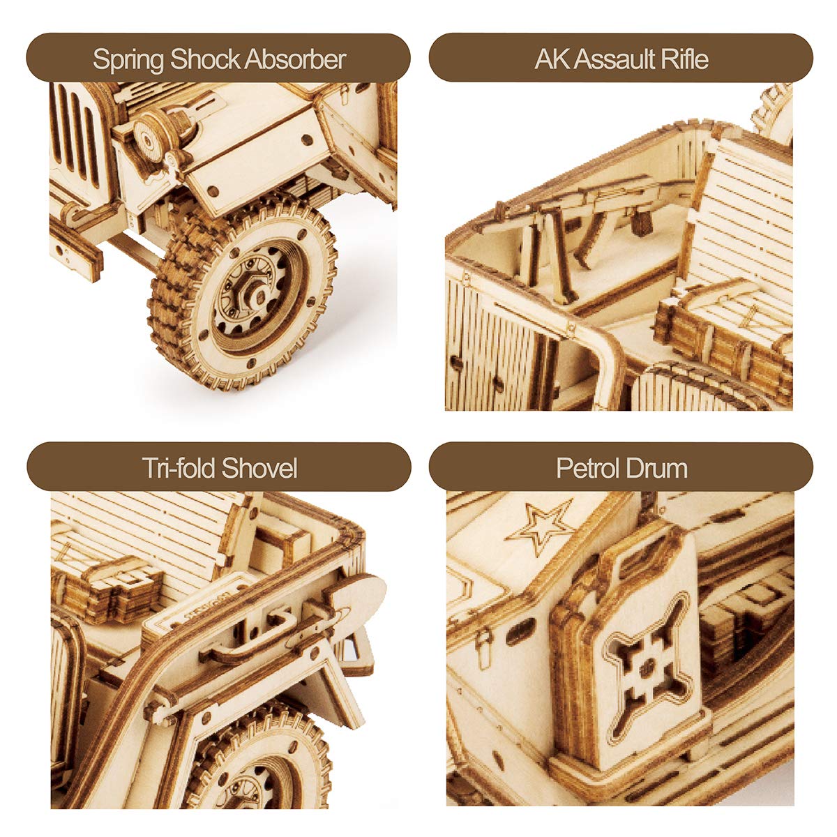 ROKR 3D wooden puzzle with detailed English instructions for patient builders
