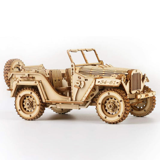 ROKR army field car kit with detailed assembly for a desk-ready model