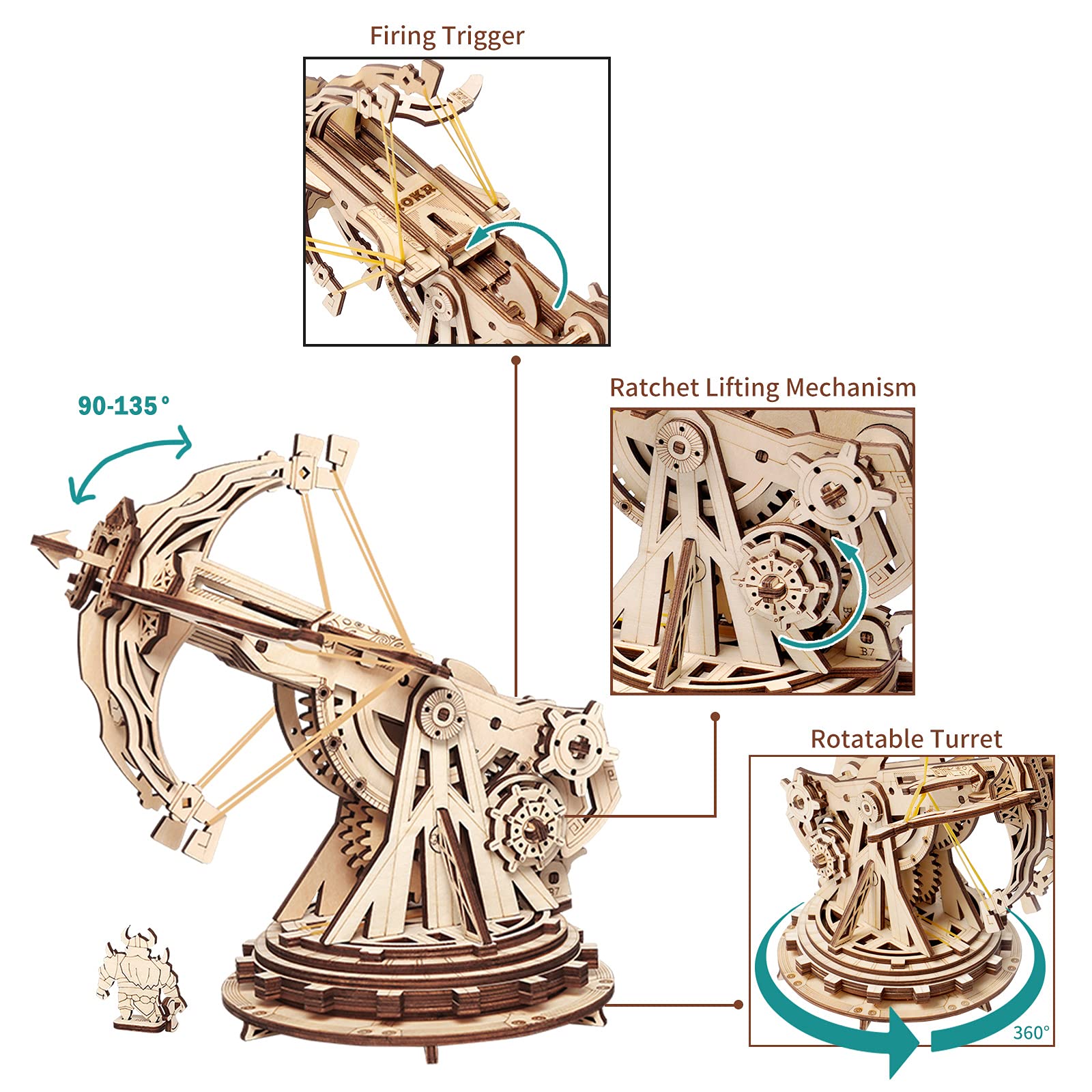ROKR ballista turret rotates 360 degrees for versatile target practice.