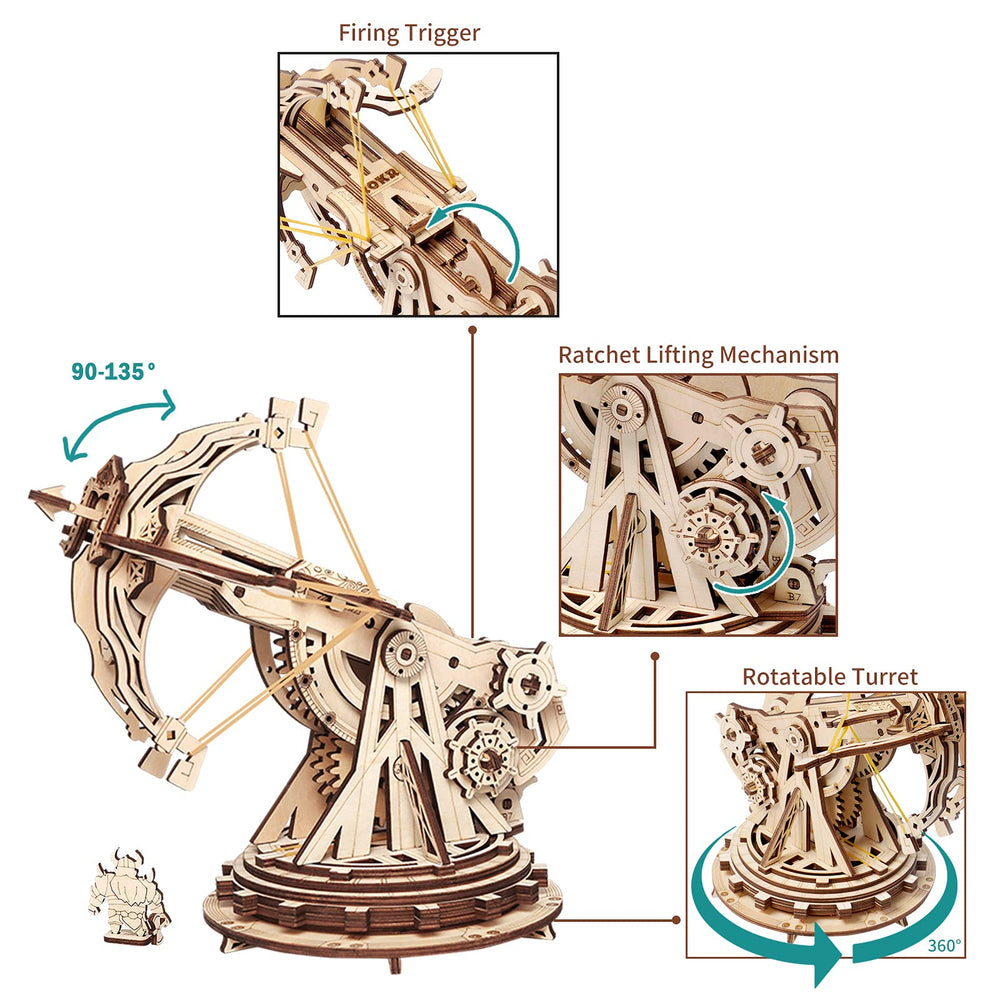 ROKR ballista turret rotates 360 degrees for versatile target practice.