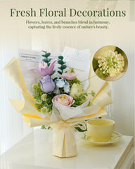 ROKR bouquet six flowers realistic captures soft tones for home decor.
