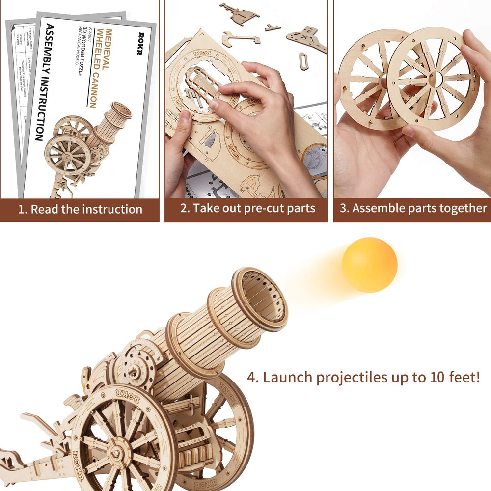 ROKR catapult with wheels moves like a trolley for portable target practice.