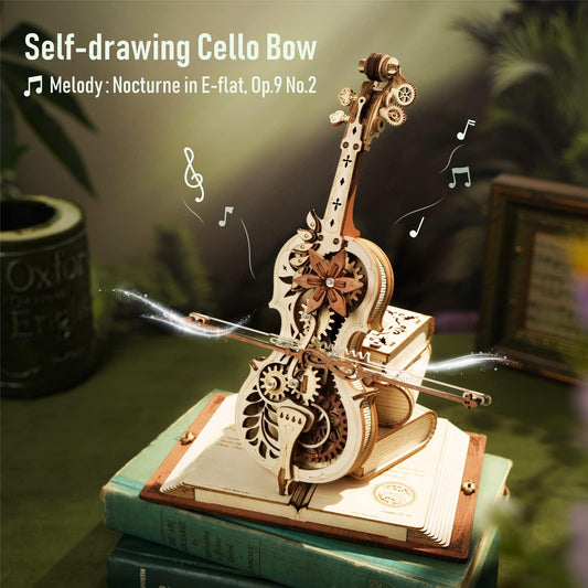 ROKR cello assembly view shows precision fit and step-by-step building process.