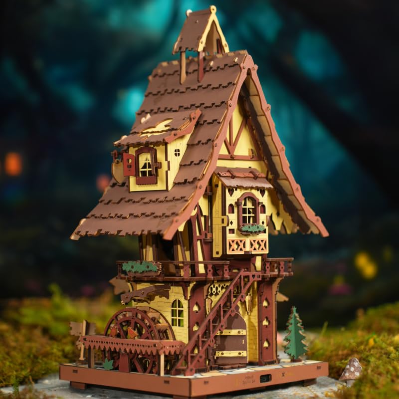 ROKR cuckoo clock puzzle LED fairy treehouse emits warm glow