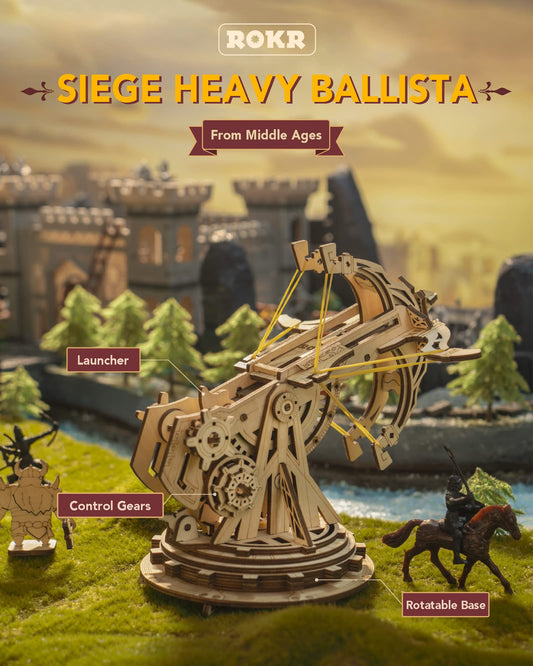 ROKR catapult kit gears enable precise shooting direction through gear interactions.