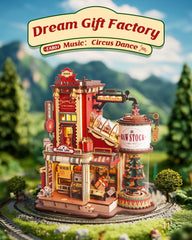 ROKR Gift Factory puzzle featuring moving mechanical elves for interactive play.