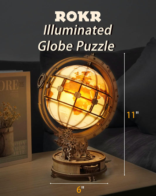 ROKR globe LED lamp shows illuminated globe for ambient room decor