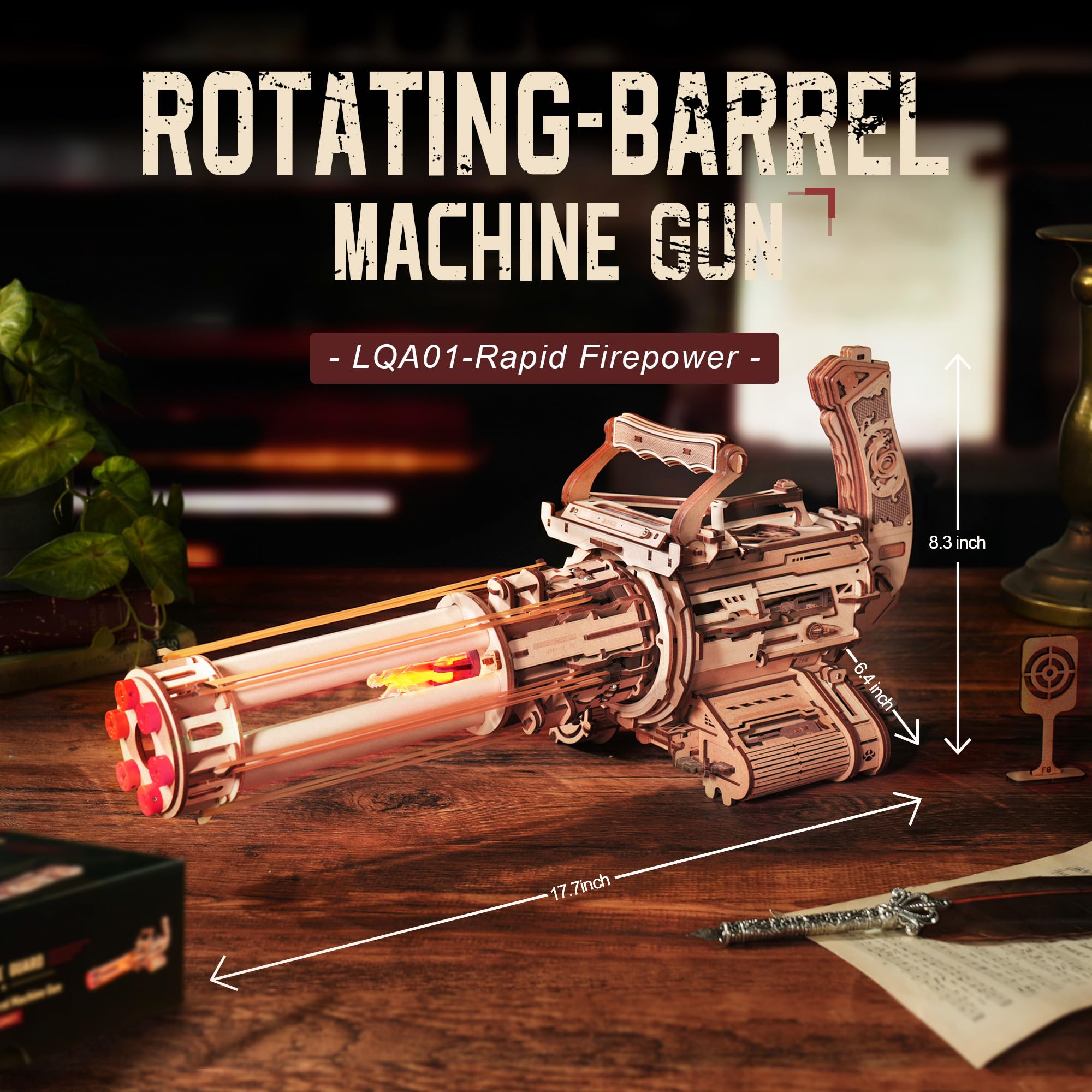 ROKR Gun 3D Puzzle electric-trigger detail demonstrates interactive build and precision