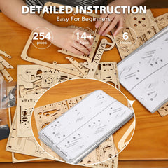 ROKR laser-cut basswood components showcase precision for long-lasting builds.
