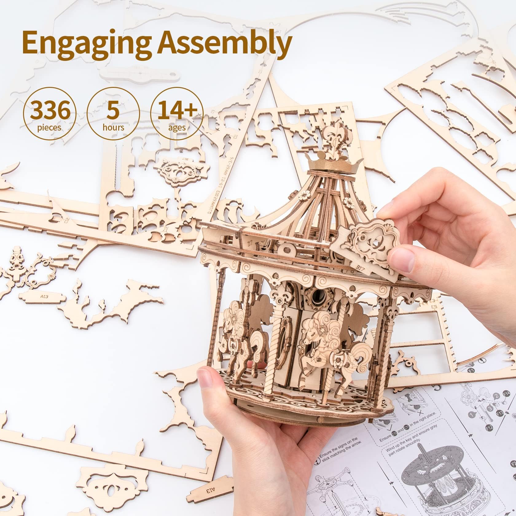 ROKR laser-cut wood pieces and accessories ensure clean fits.