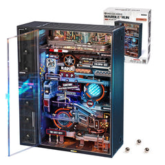 ROKR Marble Run Model Kit in assembly view with durable ABS components.