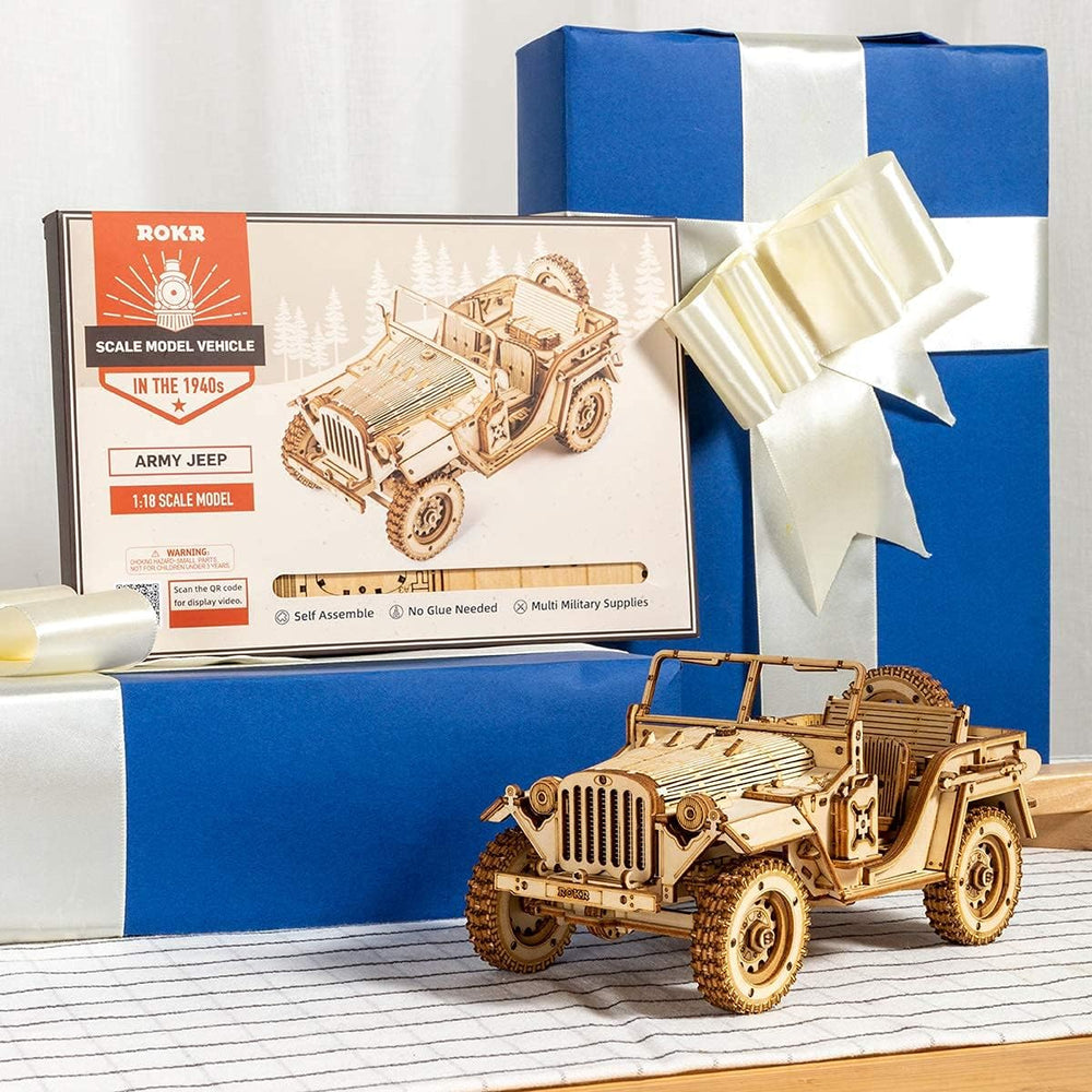 ROKR mechanical car puzzle uses plywood pieces for safe, hands-on building