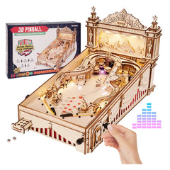 ROKR miniature pinball puzzle packaging showcases premium DIY project starter