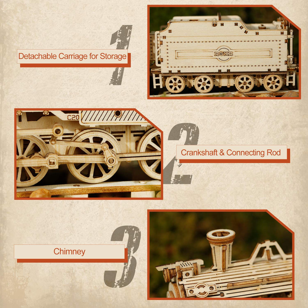 ROKR wooden parts spread highlights safe, eco-friendly materials.