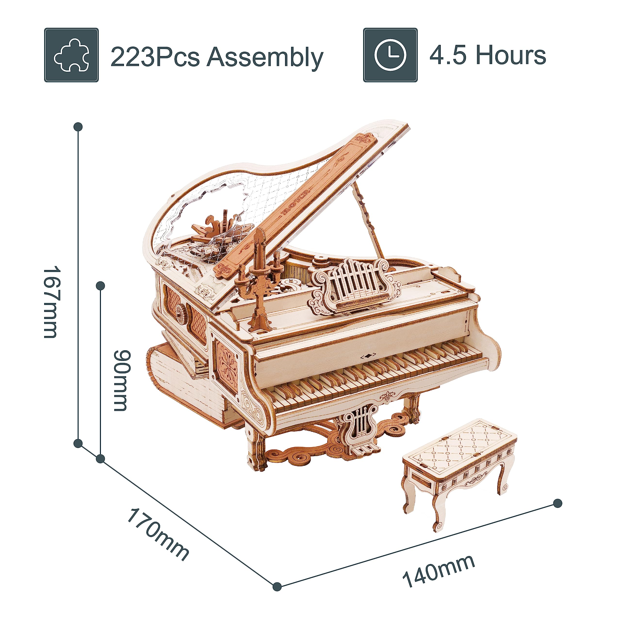 ROKR piano model capable of playing the canon melody when assembled