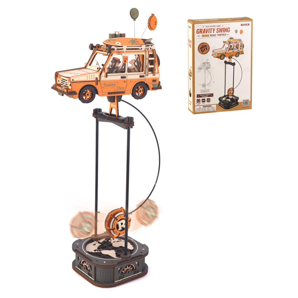 ROKR Road Tripper 3D puzzle display showcasing attention to wooden craftsmanship and desk appeal