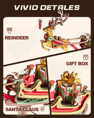 ROKR Santa on Sleigh classic color palette enhances holiday ambiance and display appeal.