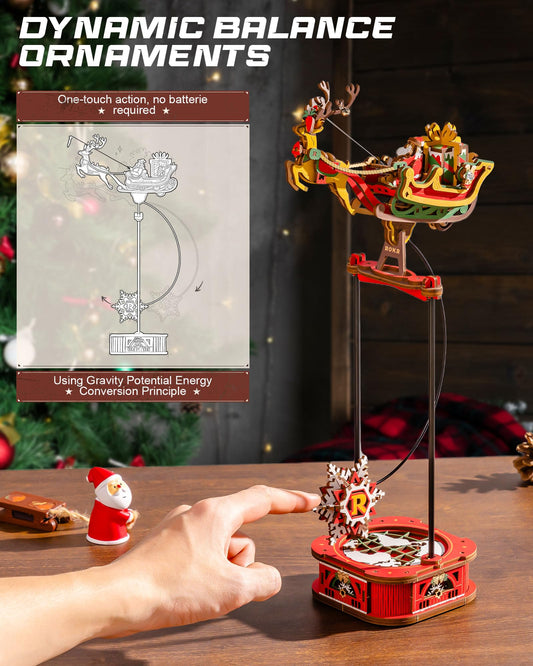 ROKR Santa on Sleigh with reindeer and gifts invites family time and creative building.