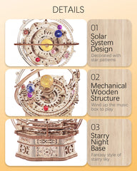 ROKR Starry Night laser-cut plywood ensures precise, durable construction.