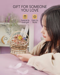ROKR Starry Night wind-up mechanism powers the mellow music box.