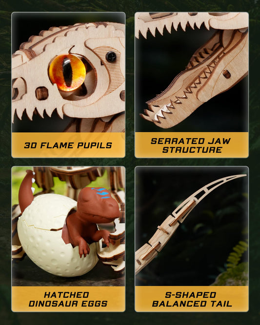 ROKR Velociraptor 4-level gear system offers realistic poseable play and display.