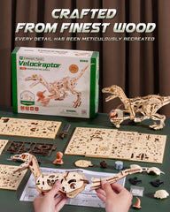 ROKR Velociraptor laser-cut pieces with numbered parts simplify assembly and learning.