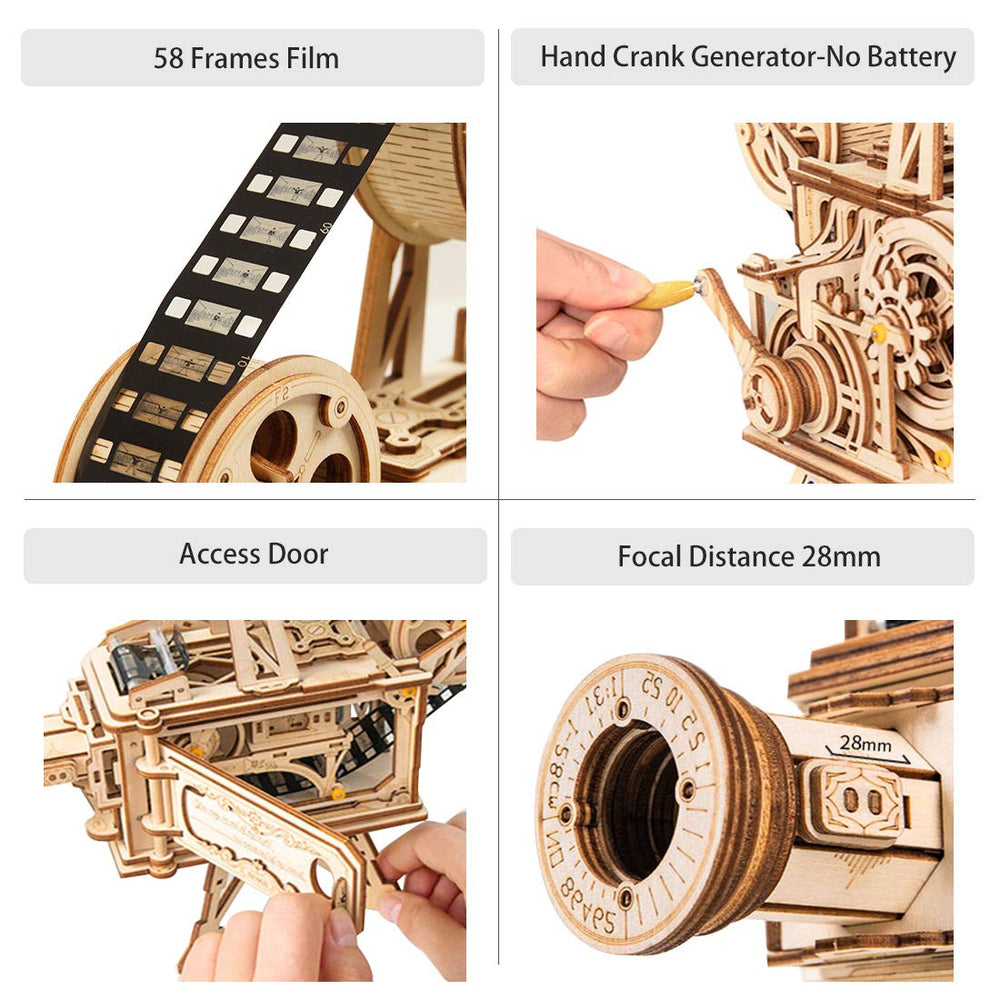 ROKR Vitascope wooden projector with crank offers tactile viewing.