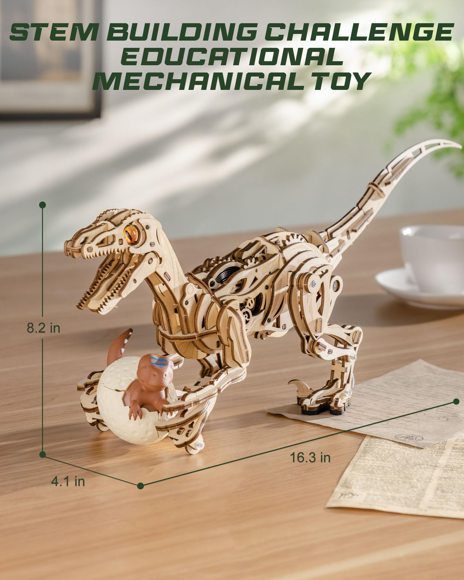 ROKR Walking Dino 189-piece STEM kit supports beginner-friendly building and problem solving.