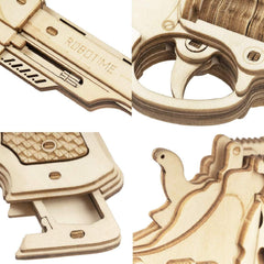 ROKR wooden targets and rubber bands illustrate the launching gameplay for indoor family fun