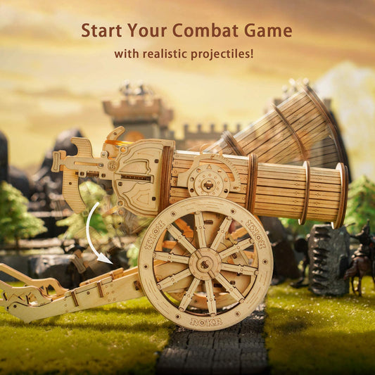 ROKR wooden catapult kit assembly teaches engineering concepts through careful fitting.