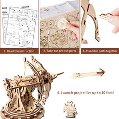 ROKR wooden puzzle parts pop out easily for quick assembly and satisfaction.