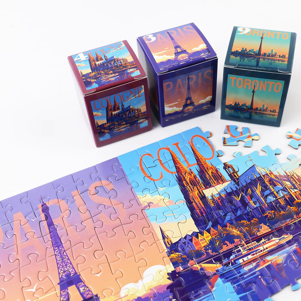 Rokt&razo back-panel facts enhance the city puzzle experience.
