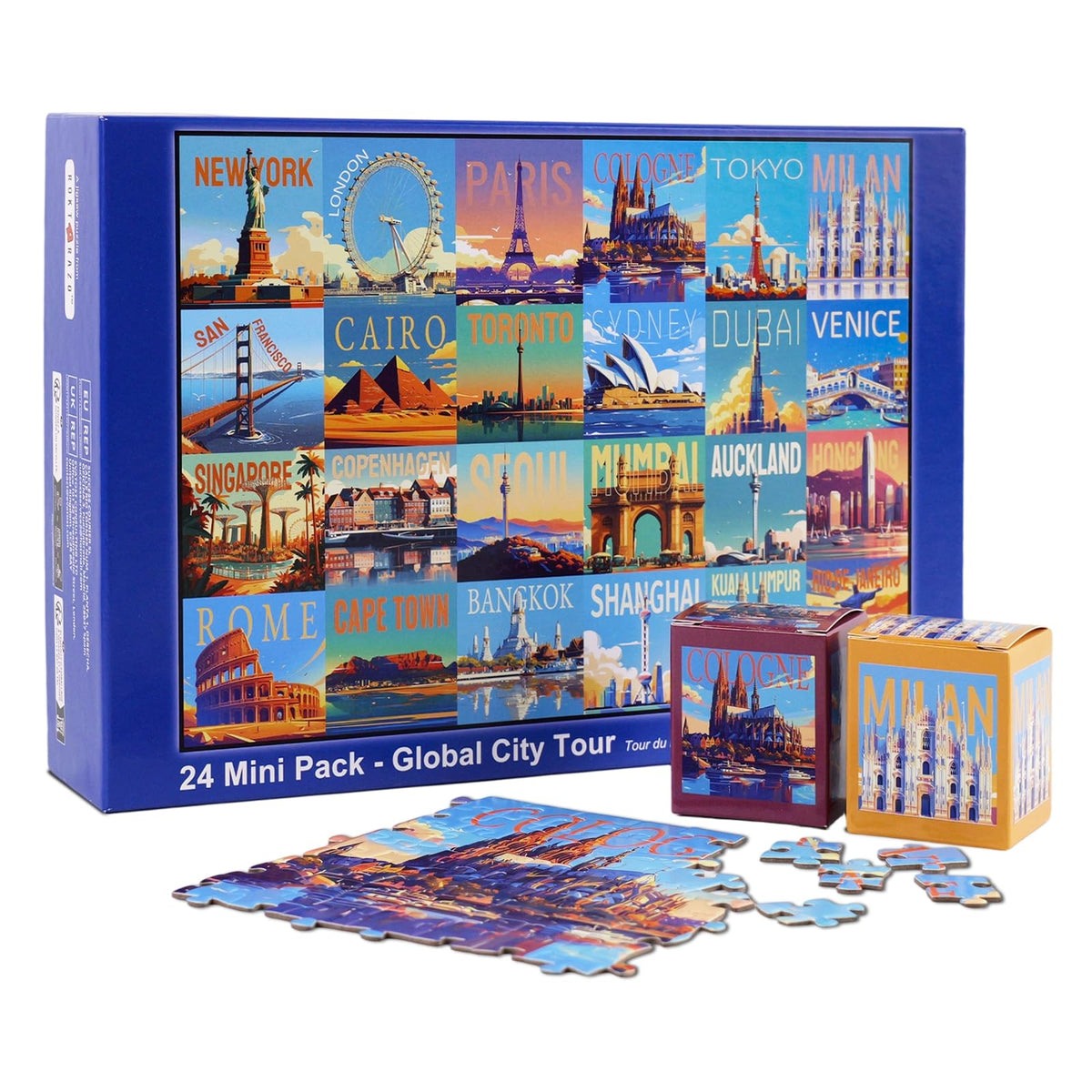 Rokt&razo Global City Tour mini pack pieces for daily puzzle sessions.