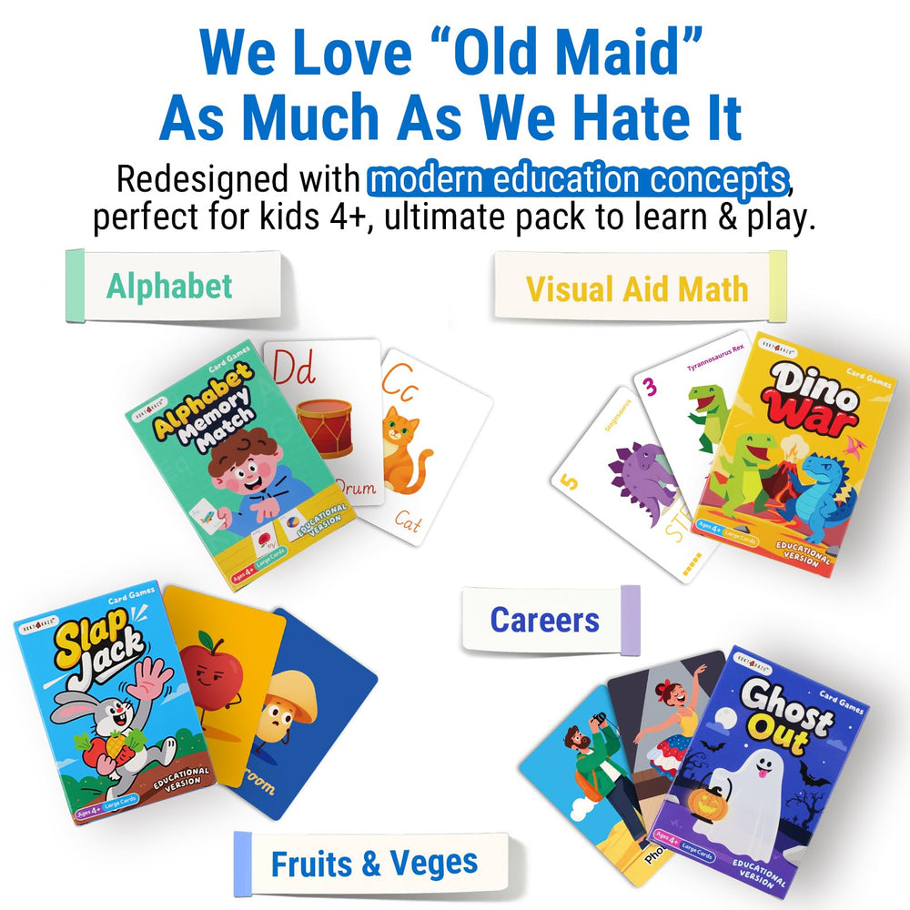 rokt&razo Crazy Eights cards with land animals encourage quick decision-making.