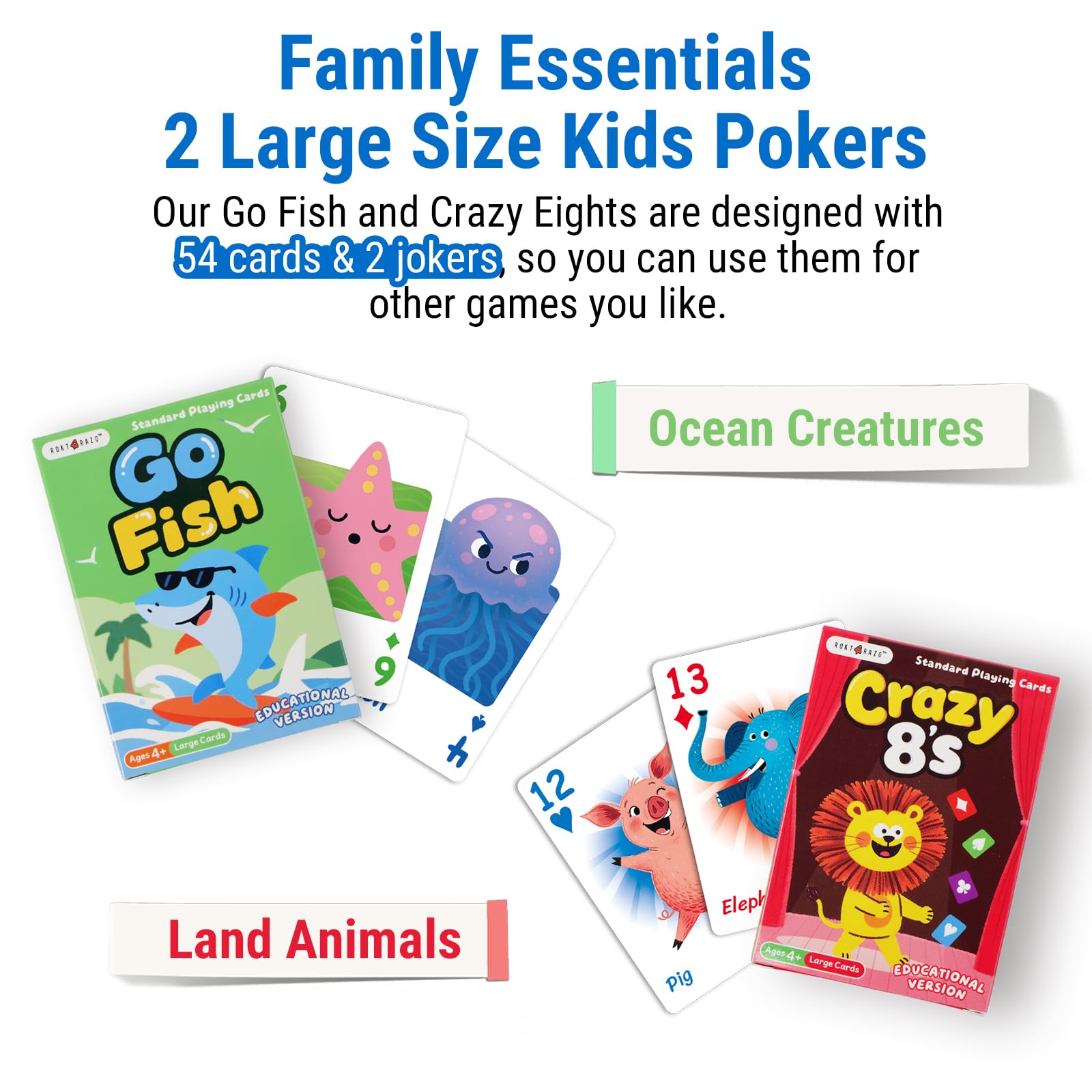 rokt&razo Go Fish cards feature ocean creatures for interactive vocabulary and matching.