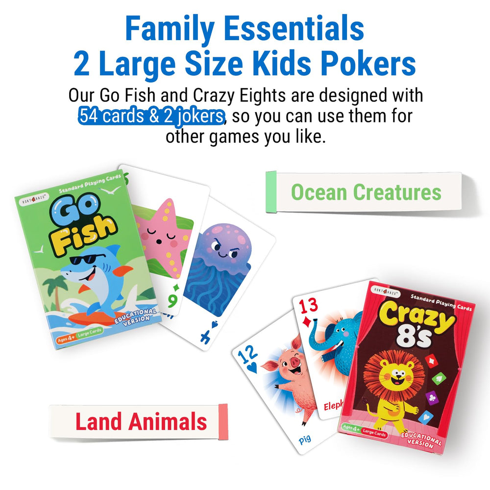 rokt&razo Go Fish cards feature ocean creatures for interactive vocabulary and matching.