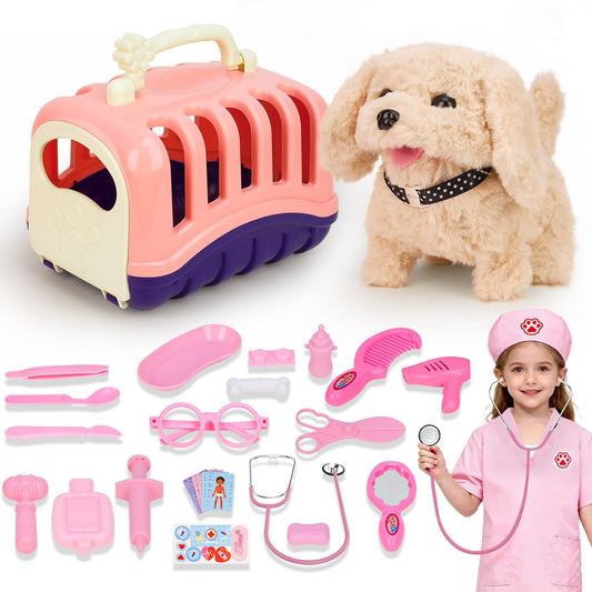 Rolevoria doctor kit pink dress-up for toddler playtime and imaginative veterinary role-play
