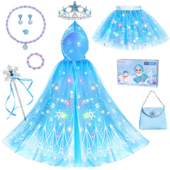 Rolevoria light-up princess dress with hooded snowflake cape sparks imaginative play.