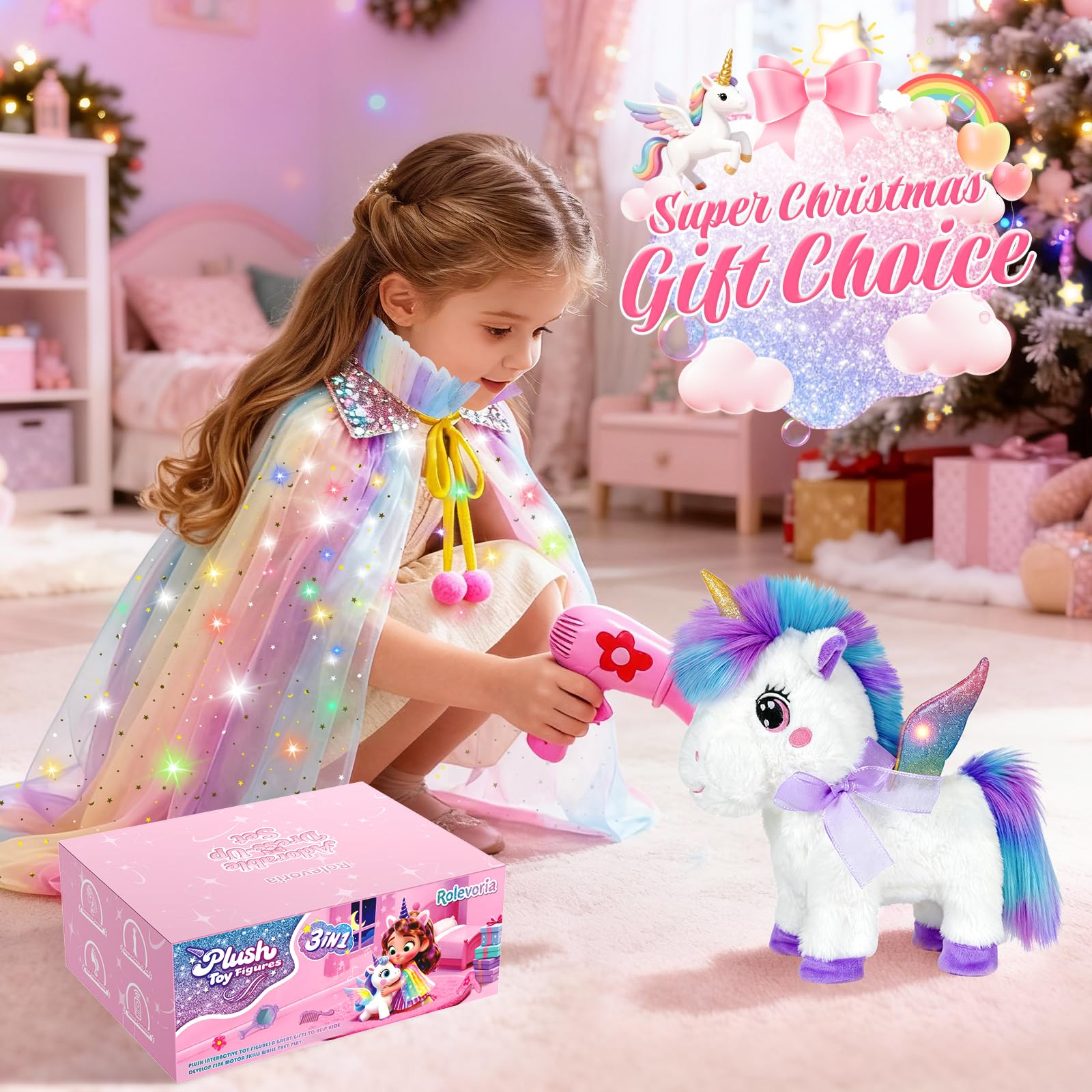 Rolevoria Unicorn Headband and Bow complete cute outfits for imaginative dress-up.