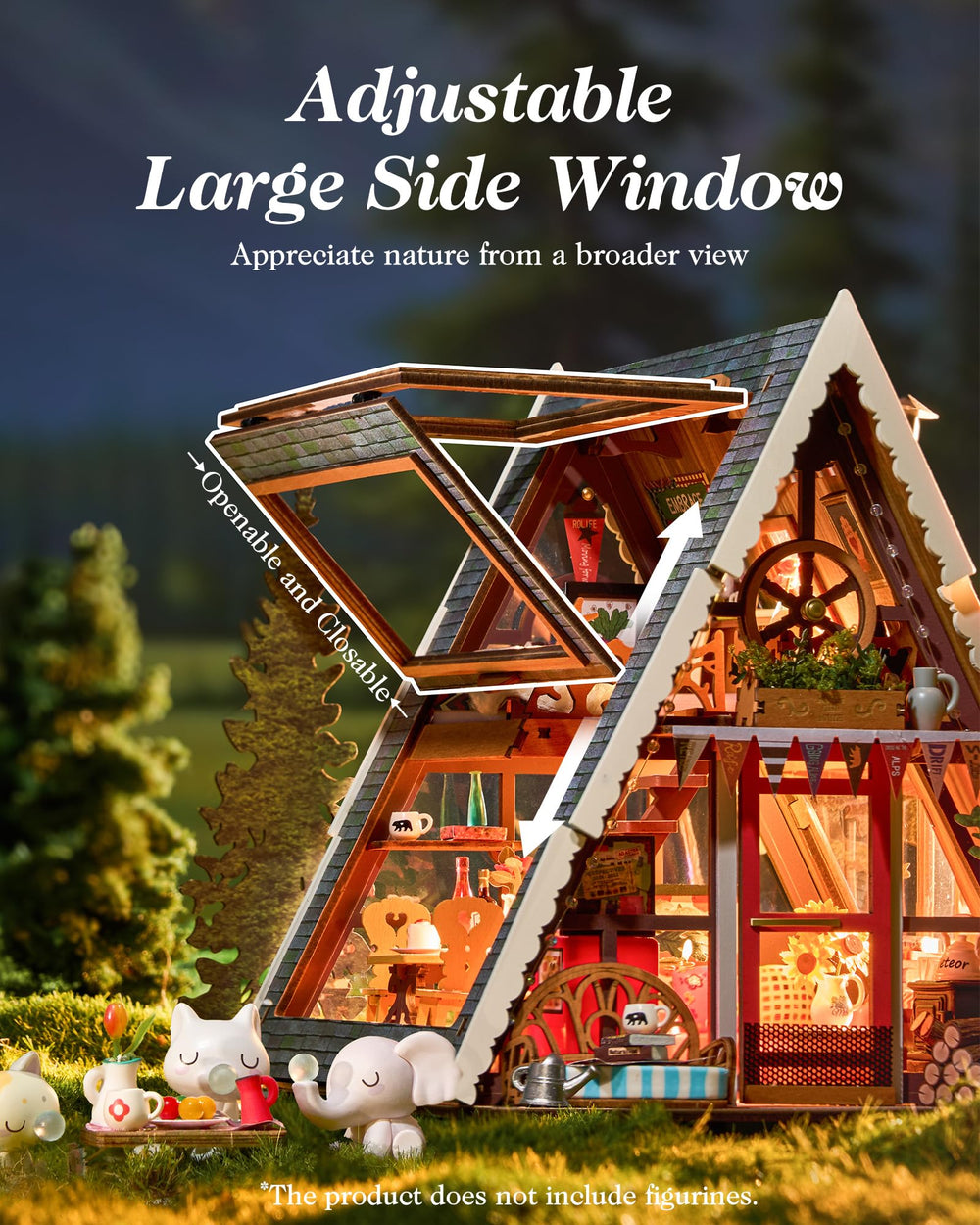 Rolife Exterior rustic decor enhances shelves with woodland vibes.